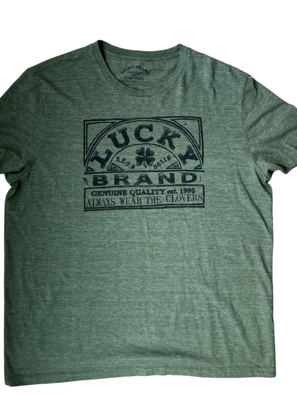 Lucky Brand Heather Green Tee with Black Graphic